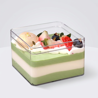 Boîte à gâteaux et desserts jetable en plastique PS transparent, vente en gros d'usine, pour biscuits, mousse, tiramisu