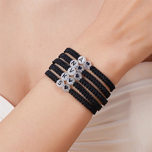 Luminoso 26 lettere coppia di braccialetti cuore iniziale A-Z nome personalizzato intrecciato regolabile donne uomini gioielli amicizia - Product Image 6