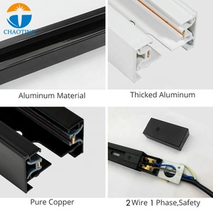 Système de rails d'éclairage à 2 fils, 3 fils, 4 fils, noir et <span class=keywords><strong>blanc</strong></span>, 1 m, 2 m, rails d'éclairage GU10, <span class=keywords><strong>rail</strong></span> d'éclairage en aluminium, <span class=keywords><strong>rail</strong></span> d'éclairage <span class=keywords><strong>LED</strong></span> - Product Image 2
