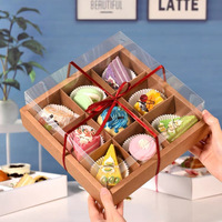 Boîte d'emballage personnalisée pour desserts, cupcakes, brownies, macarons, pâtisseries, mousses, gâteaux, avec couvercle transparent en PVC
