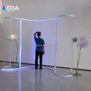 LEDA Modern White Wave Shape Metal <b>Backdrop</b> <b>Stand</b> with Bead Curtain for Wedding Party Events - Product Image 4