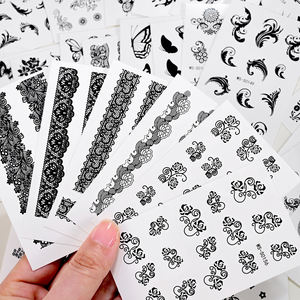 สติกเกอร์รอย<span class=keywords><strong>สัก</strong></span>รูปผีเสื้อดอกไม้สีดำกันน้ำ35ชิ้น/เซ็ตสติกเกอร์รอย<span class=keywords><strong>สัก</strong></span>รูปใบไม้ปลอมที่แขนตัวอักษรสติกเกอร์สักแฟชั่นชั่วคราว - Product Image 3