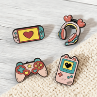 1/4 pièces Broche mini en alliage rose motif console de jeu et casque, style punk mignon, cadeau cool pour amis