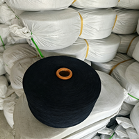 Fil mélangé Taishi noir en coton recyclé et polyester, fil à filature ouverte (OE) écologique pour le tricot et le tissage de chaussettes