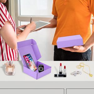 Petites boîtes d'expédition violettes en <span class=keywords><strong>carton</strong></span> ondulé pour l'emballage, l'envoi postal, la documentation, les colis et les cadeaux pour petites entreprises - Product Image 3