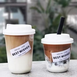 Gobelets jetables en PET de 89 mm en forme de U, avec logo personnalisé imprimé, 12 oz (300/500 ml), pour boissons, thé, café, vodka, jus, bubble tea, avec couvercles - Product Image 1