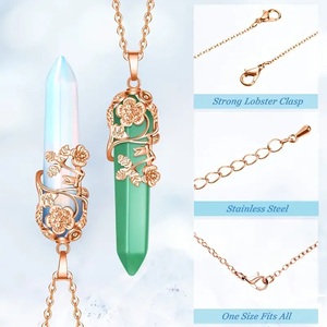 قلادة فاخرة سداسية من الكوارتز الحقيقي مع قلادات مرصعة بالكريستال الطبيعي ومرصعة بأحجار الشفاء - Product Image 6