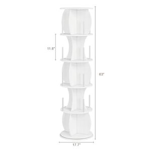 Étagère d'angle autoportante en bois blanc étroite pour organiser les livres 360 °   <span class=keywords><strong>Tour</strong></span> de bibliothèque rotative à 5 niveaux - Product Image 2