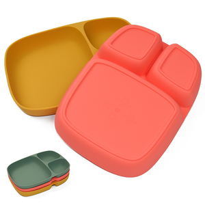 Assiette en silicone de qualité alimentaire, couleurs assorties, design à compartiments, souple, sans BPA, vaisselle pour tout-petits et enfants, vente en gros - Product Image 5