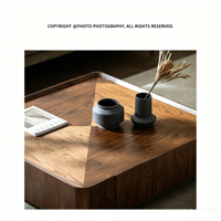 Table basse en bois massif noyer noir, design minimaliste nordique-italien, table d'appoint carrée pour salon