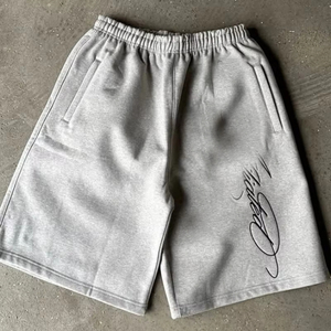 Мягкие шорты из 100% хлопка френч-терри с эффектом стирки, уличный стиль, вышивка, эластичный пояс, плотные спортивные камуфляжные шорты - Product Image 2