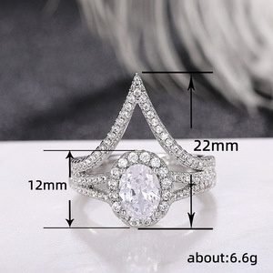 Anello Scintillante a Forma di V per Donne, Elegante Gioiello da Dito per Proposta di Matrimonio, Regalo di Moda - Product Image 5