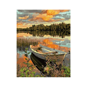 Kit de <span class=keywords><strong>peinture</strong></span> par numéros DIY Laitierie de bateaux au coucher du soleil 40x50cm sur toile encadrée, <span class=keywords><strong>peinture</strong></span> acrylique sur toile pour adultes, décoration murale pour la maison - Product Image 1