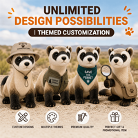 Peluche Mascotte Furet à Pieds Noirs 2027 – Commande en Gros, Jouet en Peluche Doux, Cadeau Promotionnel, Conception Personnalisée, OEM ODM, Animal en Peluche