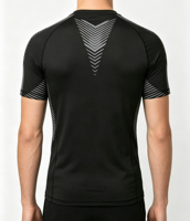 T-shirt de sport pour homme, coupe ajustée, compression musculaire, séchage rapide, 95% polyester, 5% élasthanne, 190-240 GSM, logo personnalisé OEM.