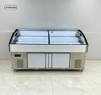 Congélateur vitrine panoramique commercial à double température, 3 niveaux, à refroidissement direct, en acier inoxydable, pour supermarchés et restaurants