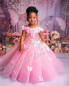 <span class=keywords><strong>Vestidos</strong></span> <span class=keywords><strong>de</strong></span> Niña <span class=keywords><strong>de</strong></span> las Flores Personalizados para Bodas, Apliques <span class=keywords><strong>de</strong></span> Mariposas y Perlas, Vestido <span class=keywords><strong>de</strong></span> Fiesta <span class=keywords><strong>de</strong></span> Cumpleaños para Niñas, Primera Comunión - Product Image 2