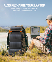 Batterie solaire portable 20000mAh, chargeur de panneau solaire pliable, PD 18W, type C, double USB, boussole, mousqueton, lampe de camping, extérieur