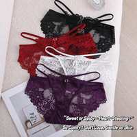 Celana Dalam Wanita Berenda Motif Bunga Transparan Desain Cutout Bertali Lingerie Seksi Pakaian Dalam Wanita Pakaian Tidur Romantis