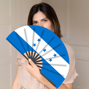 Abanicos Plegables de Bambú con la Bandera de Honduras al por Mayor, Abanico de Mano para Carnaval, Boda, Festival, Fiesta, Agencia de Viajes - Product Image 5