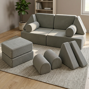 Canapé modulaire pour enfants avec revêtement en cuir PU et rembourrage en mousse, design en forme de L, pour mobilier d'activités pour enfants - Product Image 3