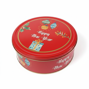 3.6L Tapa deslizante Feliz Año Nuevo Contenedor de lata Ø 240x80mm Recipiente de metal 5ml Placa de hojalata cuadrada para paquetes de aceite de oliva Impresión offset - Product Image 2