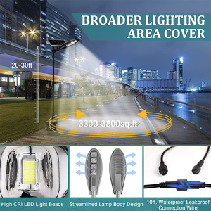 Ip65 Étanche En Plein Air <span class=keywords><strong>Lampadaire</strong></span> 50W 80W 100W 150W 200W Tout En Un Led Intégré Solaire Rue Lumière - Product Image 2