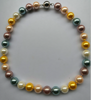 Collar anudado con cierre magnético para mujer, joyería de perlas de concha grande de lujo, 14mm