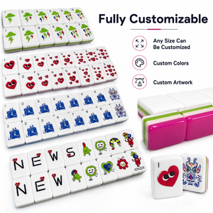 Tuiles de Mahjong Américaines Cartoon Crew, Ensemble de 160, Motifs Cœur Rouge, Dragon, Nuage, Fleur, En Stock, Personnalisation OEM/ODM - Product Image 6