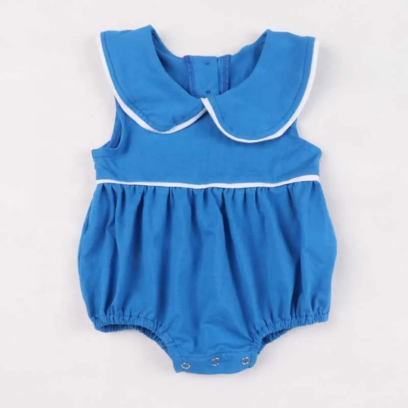 Produzione di vestiti per bambini baby blue solid pagliaccetto tuta mese primavera estate neonato unisex baby tute per il primo anno