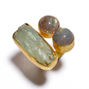 Joyería de anillo de piedras preciosas chapado en oro de alta calidad, exportador de joyería de anillo de piedras preciosas chapado en oro de 18K de piedras preciosas de amatista, joyería fina - Product Image 2