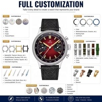Montres mécaniques vintage pour hommes OEM personnalisées 38 mm, mouvement à remontage manuel Seagull ST1901, montre classique de luxe en cuir véritable