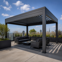 Gazebo extérieur en aluminium Jiake avec lames bioclimatiques télécommandées, pavillon imperméable pour usage commercial dans les jardins et les terrasses