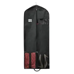 Sympathybag High Quality Non Woven Garment Bag Foldable Hanging Clothes Cover Travel Garment Suit Bag With Custom Logo