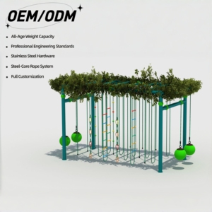 Structure de jeu extérieure personnalisée Série Forêt avec balançoire et mur d'escalade - Structure en acier robuste pour maternelle et parc communautaire - Product Image 1