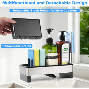 Organisateur d'évier de cuisine polyvalent en <span class=keywords><strong>acier</strong></span> inoxydable, support pour éponge et ustensiles de cuisine pour comptoir - Product Image 5