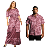 Ensemble de chemises polynésiennes pour hommes et robes hawaïennes pour femmes, Puletasi, motif tribal personnalisé, tenue tropicale pour amoureux des Samoa