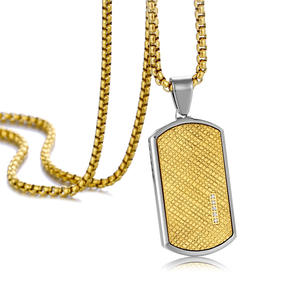 Nuevo Collar con Colgante de Placa de Identificación Cuadrada Elegante con Circonita Cúbica, Collar de Acero Inoxidable Impermeable <span class=keywords><strong>para</strong></span> Hombre - Product Image 5