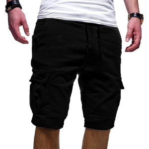 Shorts cargo décontractés pour hommes, taille mi-haute, en polyester respirant, pour le travail en extérieur, style cinq poches - Product Image 3