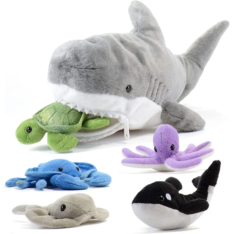 2024 novos brinquedos de pelúcia para crianças tubarão bichos de pelúcia oceano amigos tartarugas baleias polvos raios caranguejos brinquedos de pelúcia