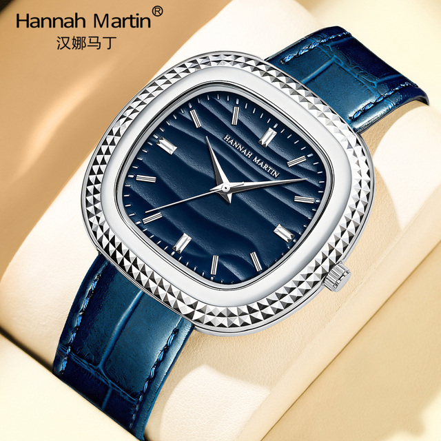 HANNAH MARTIN 1611 Brand Watch Black Leather Oval Work Clock Business JP Quartz Movement 3Bar Waterproof Sports Watches