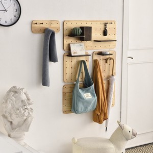 Nordic Solid Wood Pegboard Wall <b>Shelf</b> Rectangle Flexible Storage Kitchen Bathroom Organization - Product Image 2