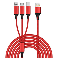 Nylon trenzado 3 en 1 Cargador de teléfono universal Carga rápida Tipo-C Micro USB Cable de 8 pines