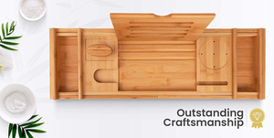 Organisateur de <span class=keywords><strong>baignoire</strong></span> en bambou réglable et pliable, plateau de bain de luxe extensible en bois pour une expérience de bain relaxante et une touche décorative - Product Image 6