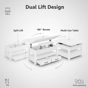Mesa de Centro Multifuncional con Altura Ajustable, Mesa de Salón con Cajón y Compartimento Oculto, Mesa para Té y Café y <span class=keywords><strong>Mueble</strong></span> para <span class=keywords><strong>TV</strong></span> - Product Image 3