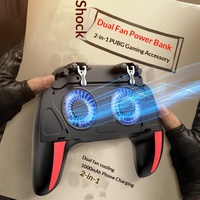 Nouvelle manette de jeu sans fil à six doigts avec double ventilateur de refroidissement et batterie pour téléphones mobiles (superbe) - compatible avec iOS et Android