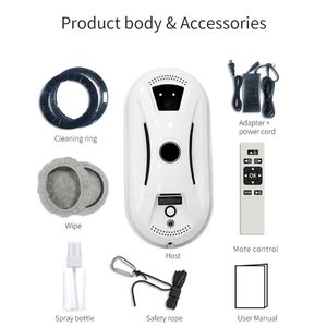Robot de nettoyage de vitres électrique blanc, nettoyeur de vitres automatique, navigation intelligente, pulvérisation d'eau, aspiration pour usage domestique - Product Image 4