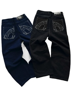 WT Personalizado al por mayor Streetwear Rhinestone Impreso Boot Cut Straight Wide Leg Boyfriend Hombre Acampanado Pantalones de mezclilla holgados Jeans para hombre - Product Image 1