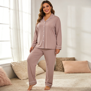 कस्टम लंबी आस्तीन बांस पजामा के कैजुअल प्लस आकार की महिला पजामा ने महिलाओं के स्लीवियर को ज्यादा आकार दिया - Product Image 4