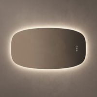 Miroir intelligent LED en forme de baril, écran tactile, IP44, miroir de salle de bain mural, miroir éclairé écologique pour la maison et l'hôtel
